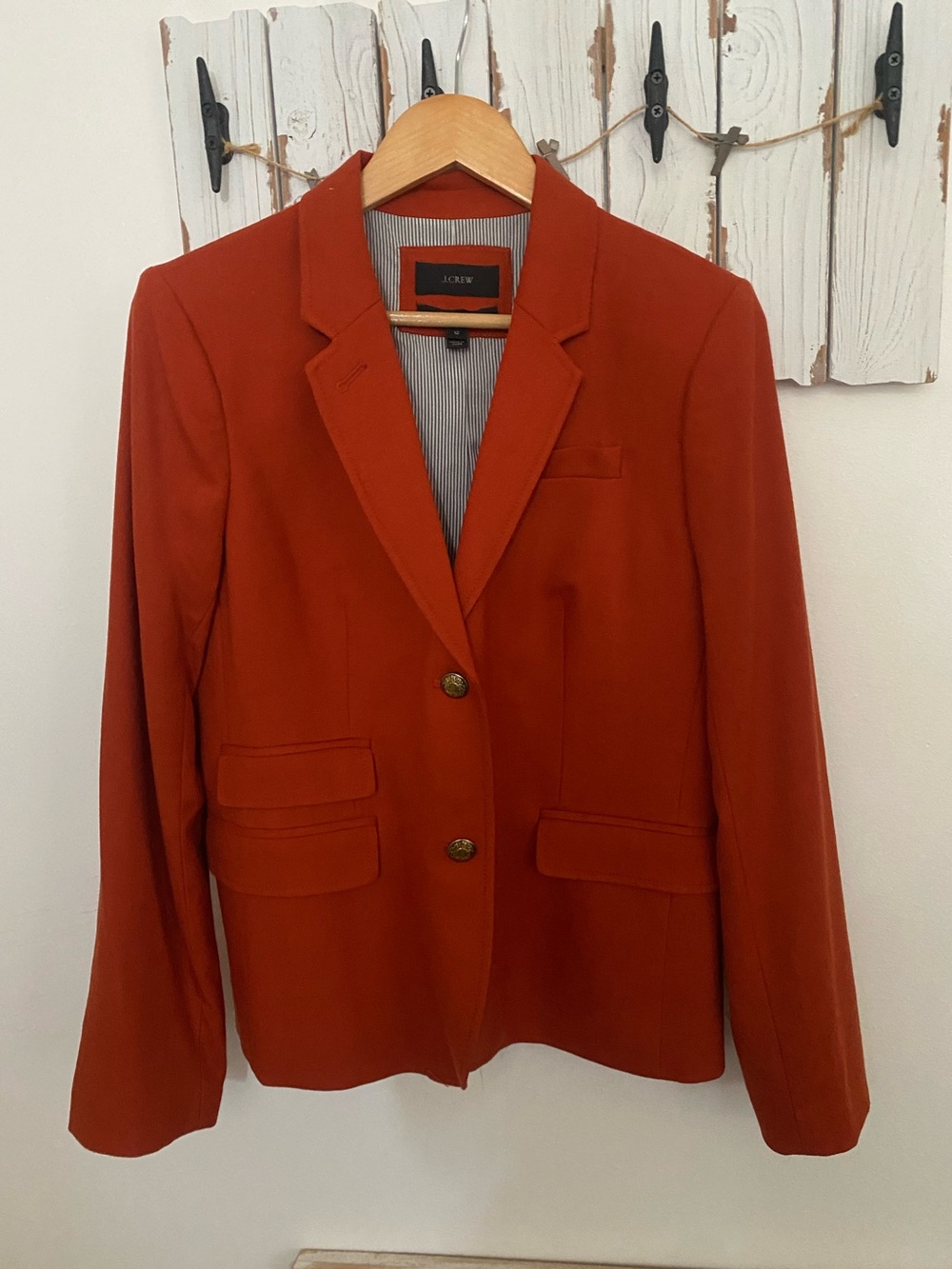 J. Crew Women's Rust Orange school boy blazer size 12 wool blend